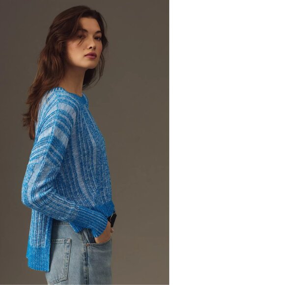 Anthropologie Pilcro Textured High-Low Pullover Sweater new nwt blue color - Picture 1 of 8